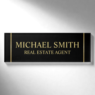 Badge D'identification Personnalisé Black and Gold Professional