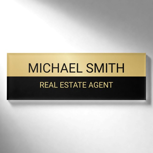 Badge D'identification Personnalisé Black and Gold Professional (Devant)