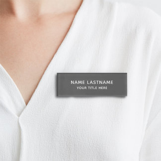 Badge D'identification Personnalisé Gris Simple Simple Minimal Titre Mode