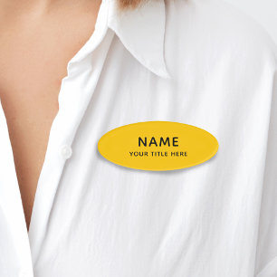 Badge D'identification Personnalisé Jaune Clair Simple Basic Titre Modern