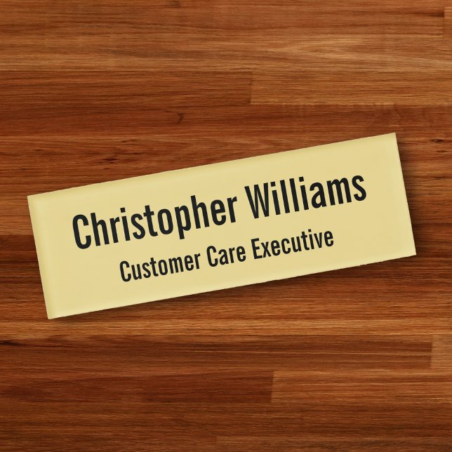 Badge D'identification Personnalisé Professionnel Élégant Faux Or Magnéti (Custom Professional Elegant Faux Gold Magnetic Name Tag)