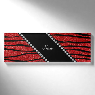Badge D'identification Personnalisez les rayures rouges nommées de zèbr