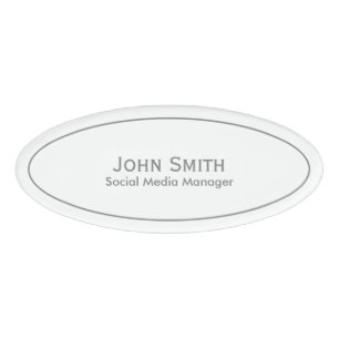 Badge D'identification Personnalisez : Ovale gris et blanc minimal