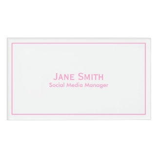 Badge D'identification Personnalisez : Rose minimal d'entreprise et blanc