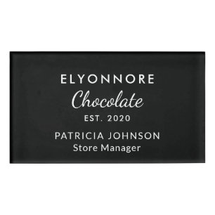 Badge D'identification Personnel de marque de chocolat minimal élégant B&