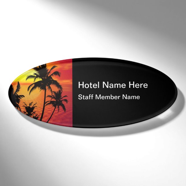 Badge D'identification Personnel pittoresque d'hôtel tropical de plage (Devant)
