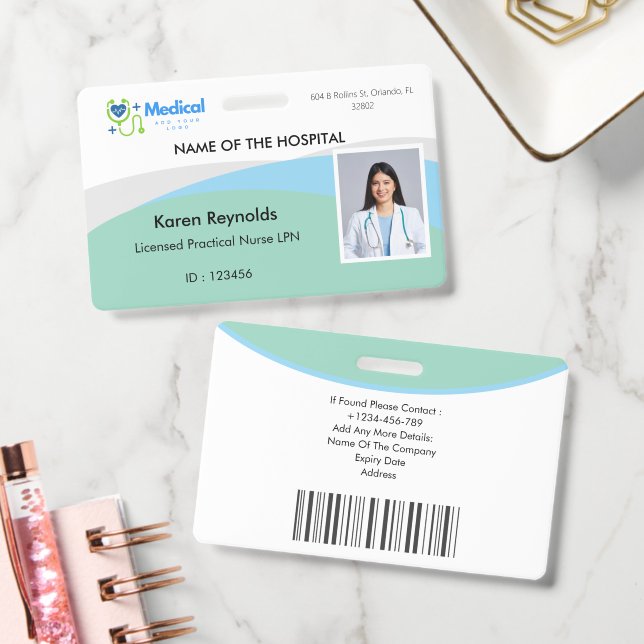 Badge d'identification photo avec code QR pour inf (Bureau)