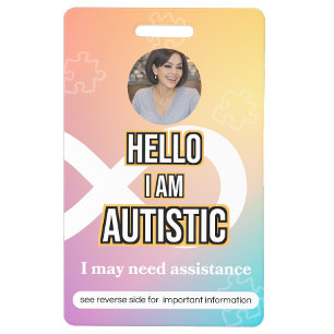 Badge d'identification photo d'alerte d'autisme –