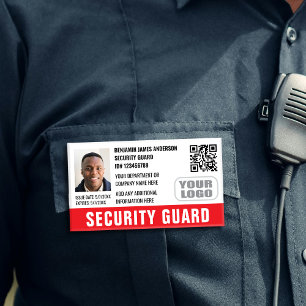 Badge D'identification Photo de gardien de sécurité ID Nom Logo QR Rouge