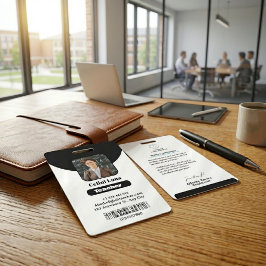 Badge d'identification photo de professeur noir mi