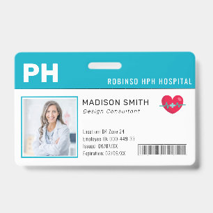 Badge d'identification photo d'employé médical de