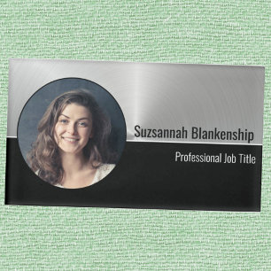 Badge D'identification Photo Faux Metallic Professional Argent Flare