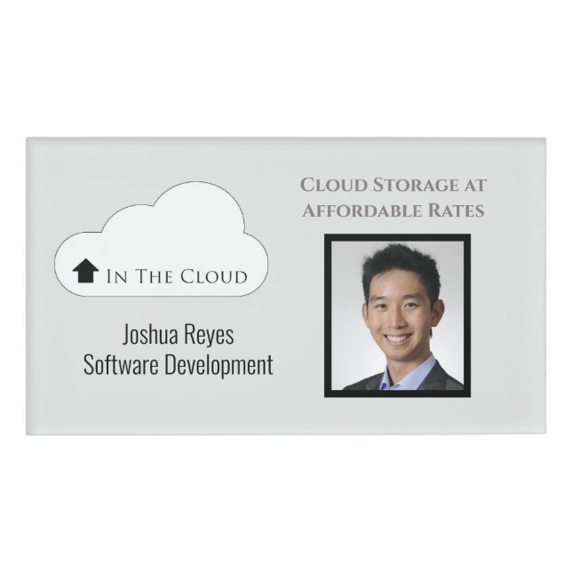 Badge D'identification Photo noire et grise réutilisable Horizontale magn (Devant)