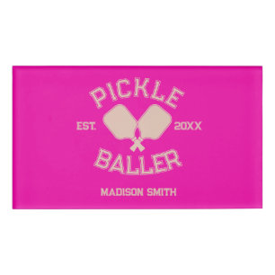 Badge D'identification Pickle Baller Pickleball Collegiate Typographie