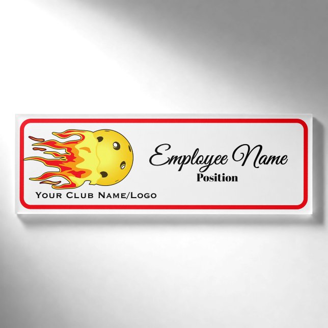 Badge D'identification Pickleball Club Personalized Logo Employee  (Devant)