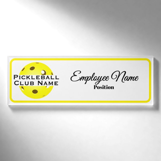 Badge D'identification Pickleball Club Personalized Staff Yellow Ball (Devant)