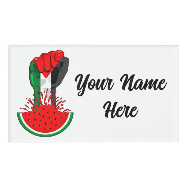 Badge D'identification Poing de résistance palestinienne sur le symbole d (Devant)