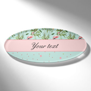 Badge D'identification Pois rose de Flamants roses