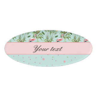 Badge D'identification Pois rose de Flamants roses