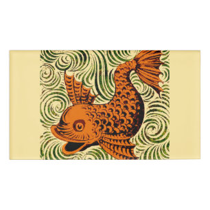 Badge D'identification Poisson Antique Carrelage Ancien art