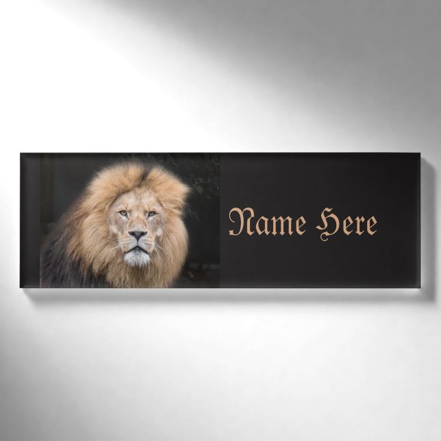 Badge D'identification Portrait de plan rapproché d'un lion masculin (Devant)