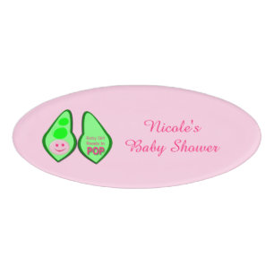 Badge D'identification Prêt à pop bébé fille Baby shower de pois rose Per