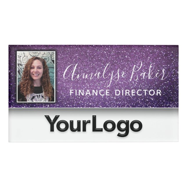 Badge D'identification Professionnel de la Parties scintillant pourpre In (Devant)