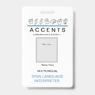 Badge d'identification professionnel épelé en lang