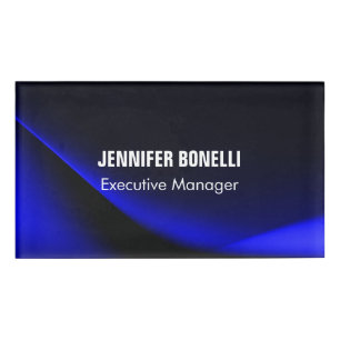Badge D'identification Professionnel minimaliste moderne bleu ajouter vot