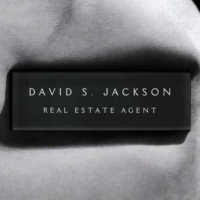 Badge D'identification Professionnel Noir Moderne (Créateur téléchargé)