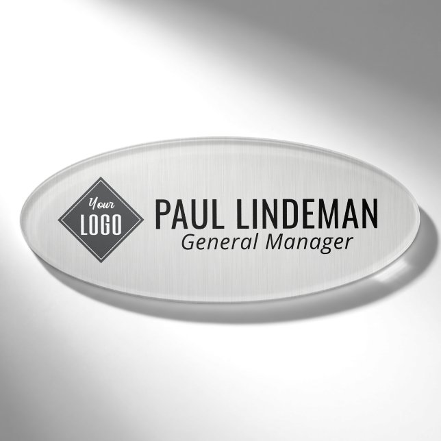 Badge D'identification Professionnel Silver Chrome Entreprise Logo Employ (Devant)