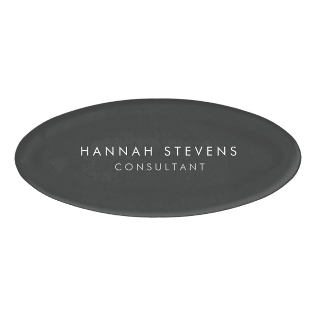 Badge D'identification Professionnel Simple Moderne Minimaliste Gris (Devant)