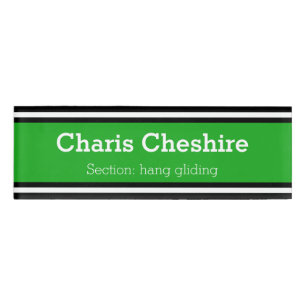 Badge D'identification RAYURES de SPORTS - blanc noir vert + vos idées