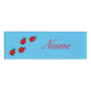 Badge D'identification Red Ladybugs Crawling Thunder_Cove