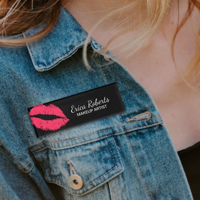 Badge D'identification Red Lips Kiss Maquillage Artiste Beauté Salon (Créateur téléchargé)