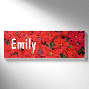 Badge D'identification Red Poinsettias I Christmas Holiday Floral Photo