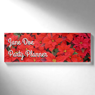 Badge D'identification Red Poinsettias I Christmas Holiday Floral Photo