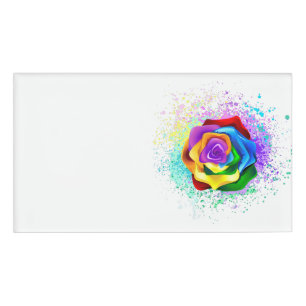 Badge D'identification Rose arc-en-ciel coloré