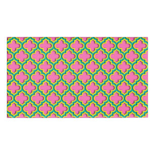 Badge D'identification Rose chaud #2, Jaune, Quatrefoil marocain Turquois