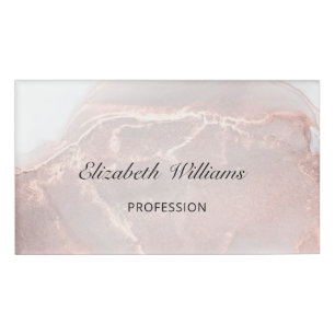 Badge D'identification Rose Gold Encre Marbre