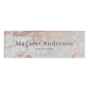 Badge D'identification Rose Gold n Grey Marble Femme Employé