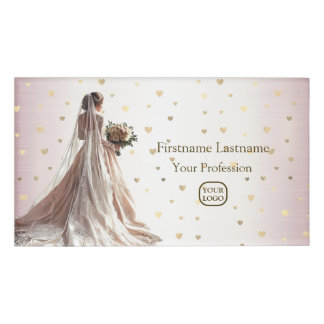 Badge D'identification Rose Mariage d'hiver Mariée Doré Brillant Coeur Fê