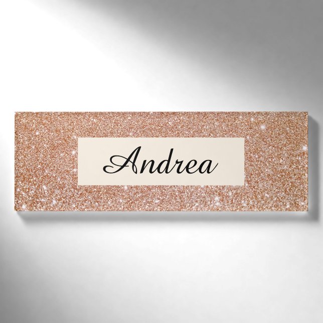 Badge D'identification Rose moderne Gold Parties scintillant Salon de bea (Devant)