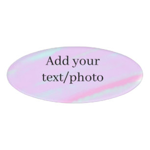 Badge D'identification Rose pastel vert ajouter photo texte aquarelle rét