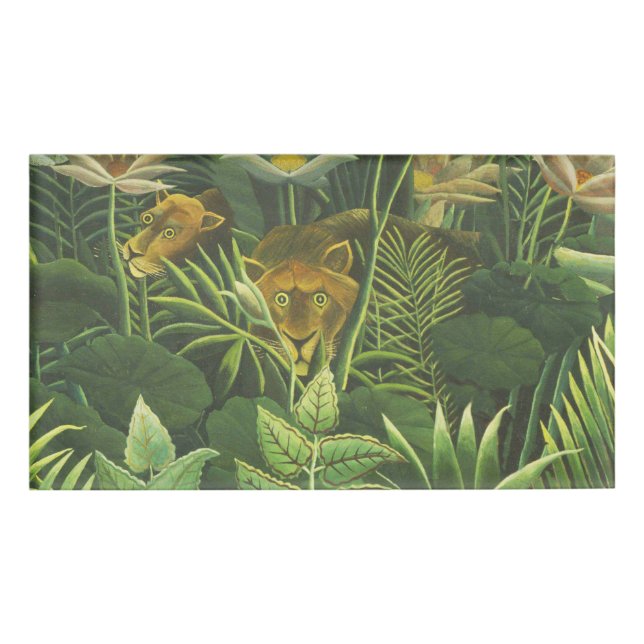 Badge D'identification Rousseau Tropical Jungle Lion Peinture (Devant)