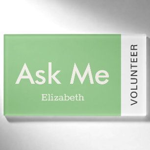 Badge D'identification Sage green Personnalisé Volontaire Me Demander Mag