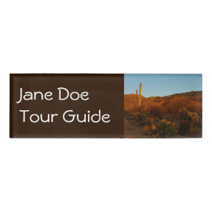 Badge D'identification Saguaro Sunset I Arizona Désert Paysage