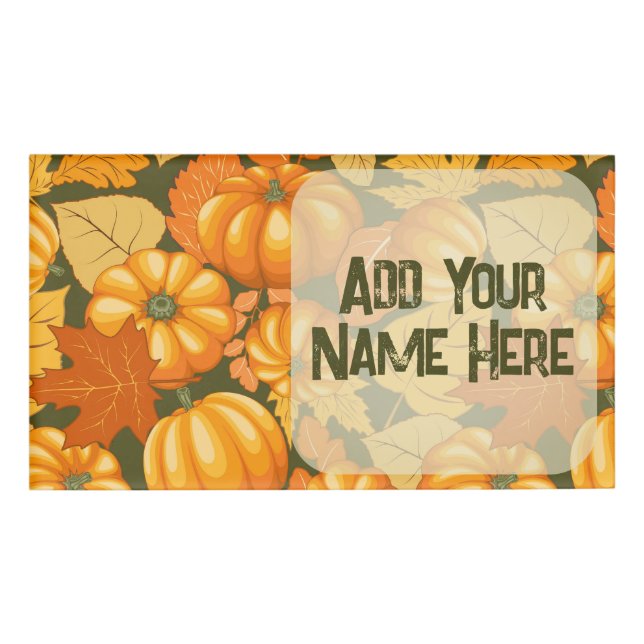 Badge D'identification Saison d'automne Halloween Citrouille Motif (Devant)