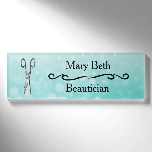 Badge D'identification Salon de beauté Beauticienne personnalisé Mots clé (Devant)