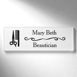 Badge D'identification Salon de beauté Beauticienne personnalisé Mots clé